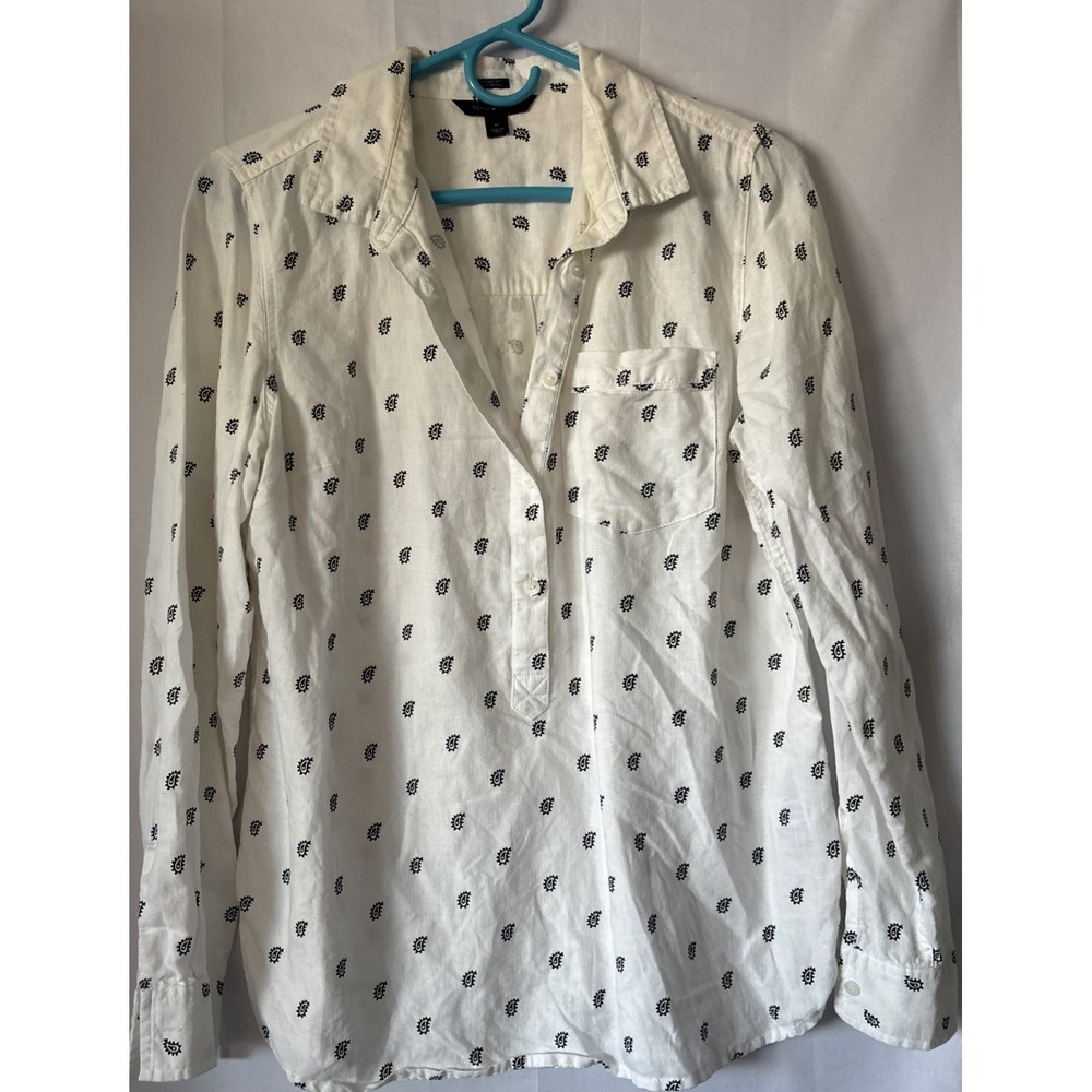Tommy Hilfiger Women M Preppy Career Paisley Boyfriend Fit Pullover Top